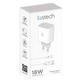 Caricabatteria da muro due uscite carica ultra rapida uscita usb / usb-c - pot.max 20w Lostech