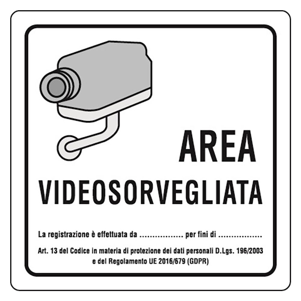 Cartello ‘area videosorvegliata’ cm 20 x 20 Eurosignals