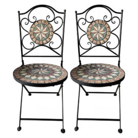 Coppia sedie decoro mosaico 'morgana' cm 38 x h.90 Lif