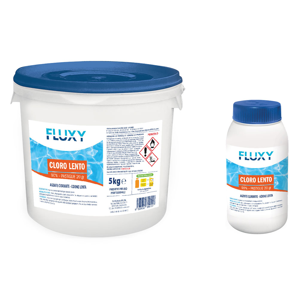 Cloro lento in pastiglie a dissolvimento kg. 1 – pastiglie da 20 grammi Fluxy