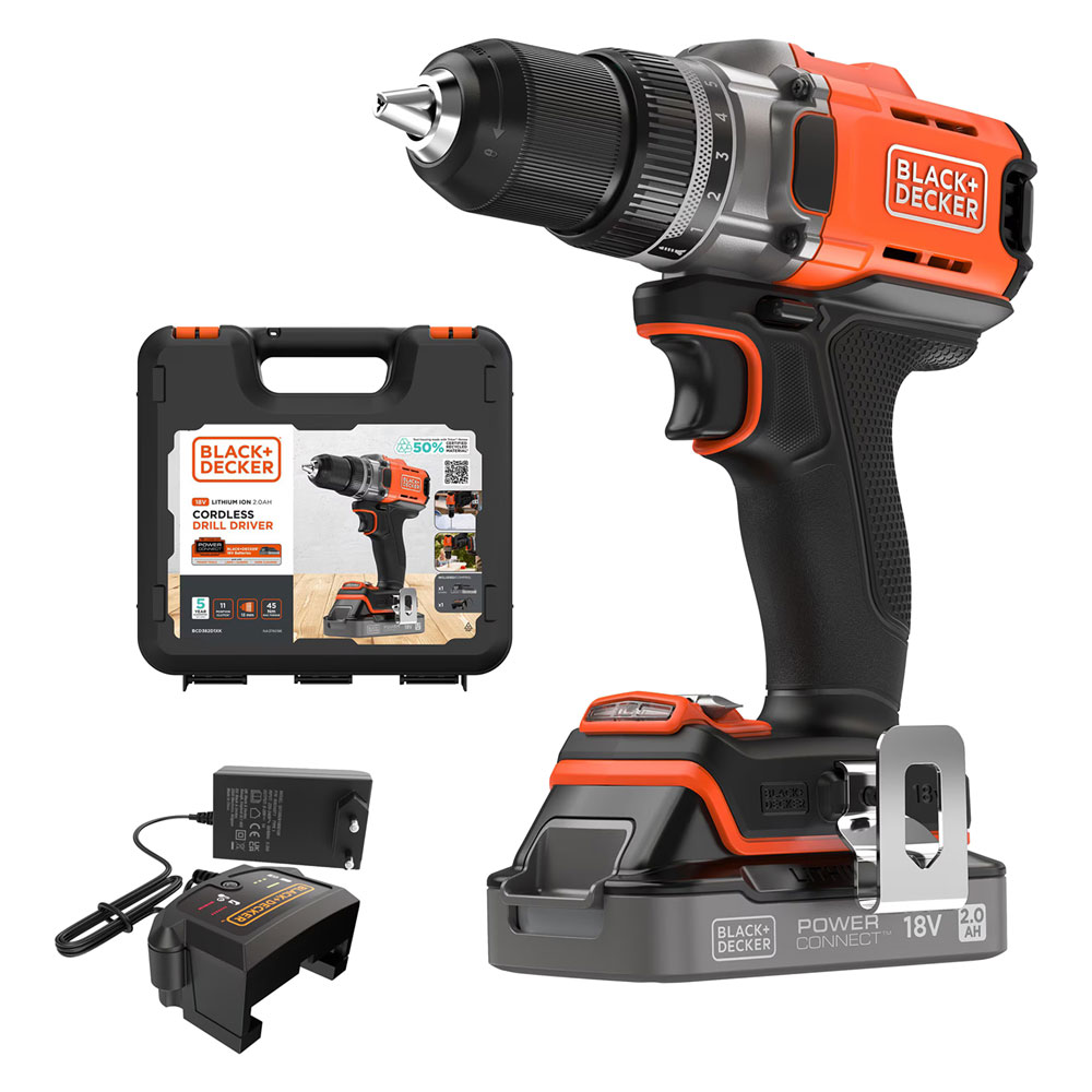 Trapano avvitatore a batteria ‘bcd382d1xk-qw’ 18v – 2,0 ah litio Black decker