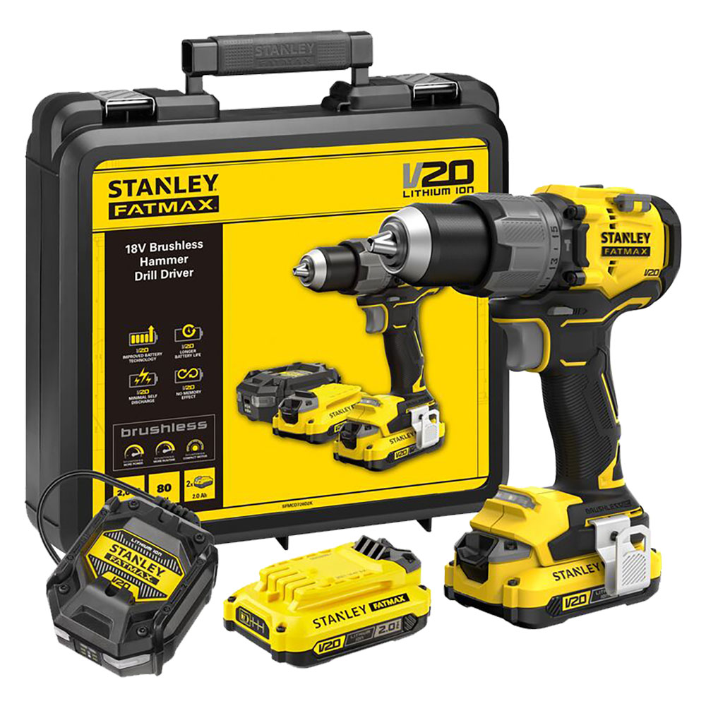 Trapano avvitatore a batteria ‘sfmcd726d2k-qw’ 18v – 2,0 ah litio Stanleyfatmax