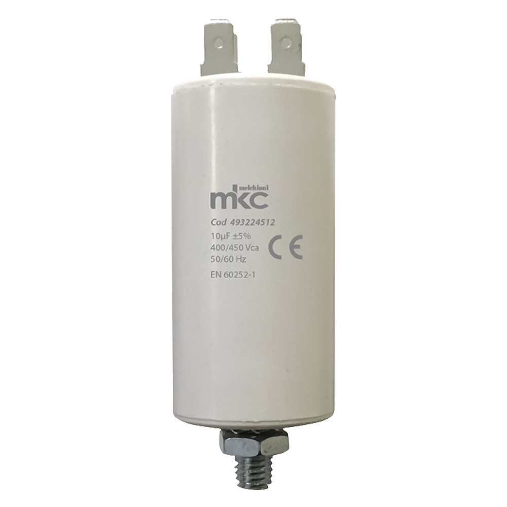 Condensatore di spunto con vite terminale faston 10 uf – 400 / 450 v Melchioni