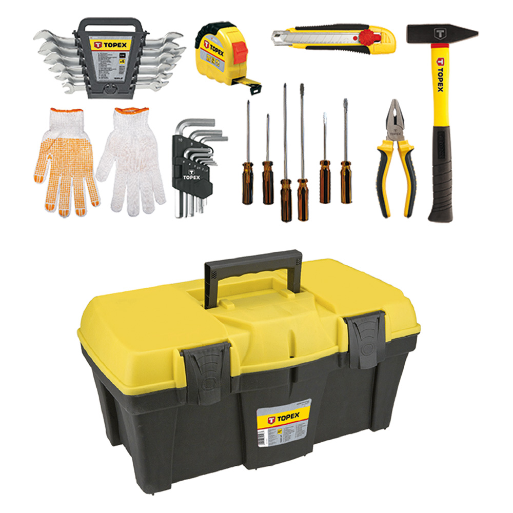 Cassetta porta attrezzi completa cm 38 x 17 x h 17 – 26 pezzi totali Topex