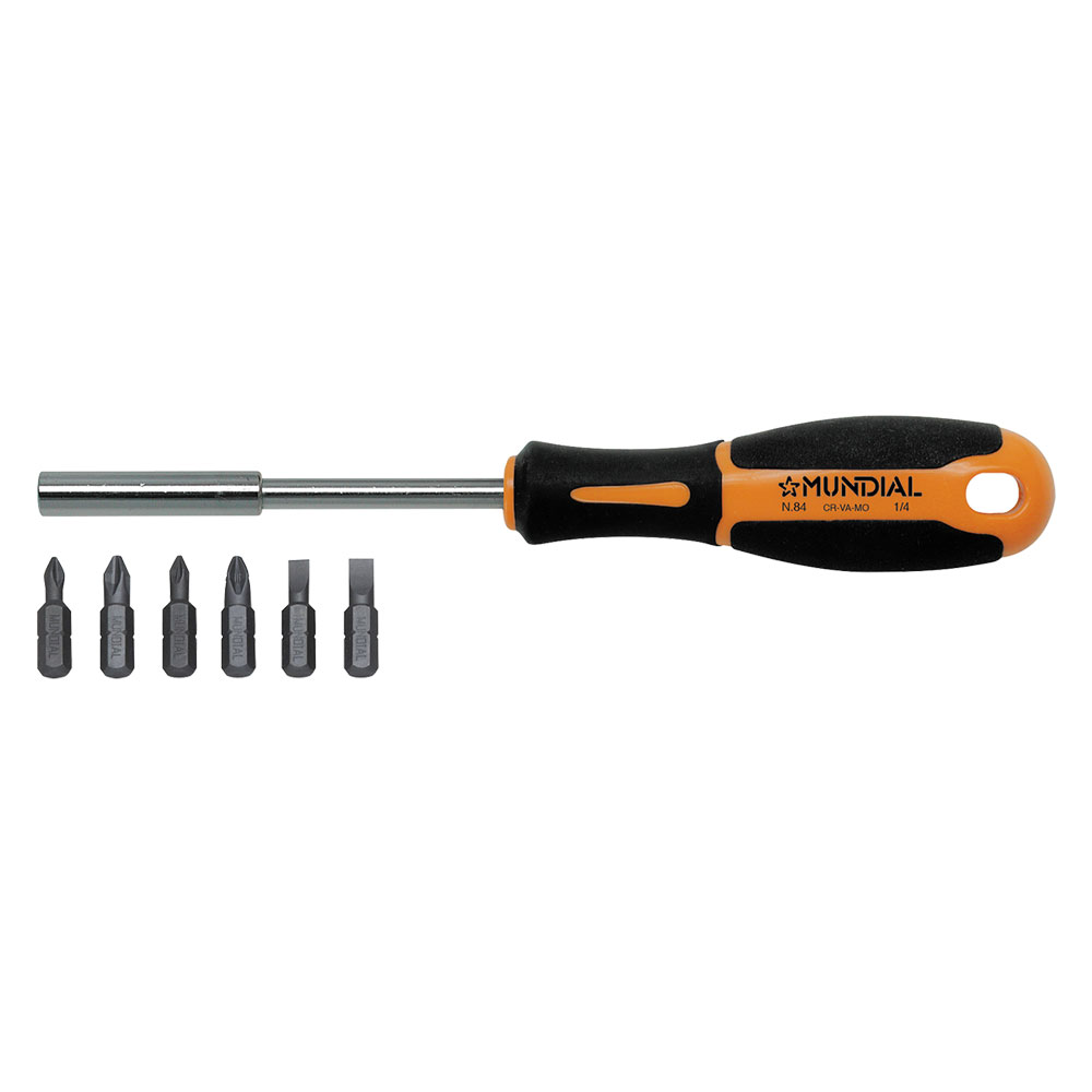 Cacciavite portainserti con 6 inserti magnetici attacco 1/4′ Mundial