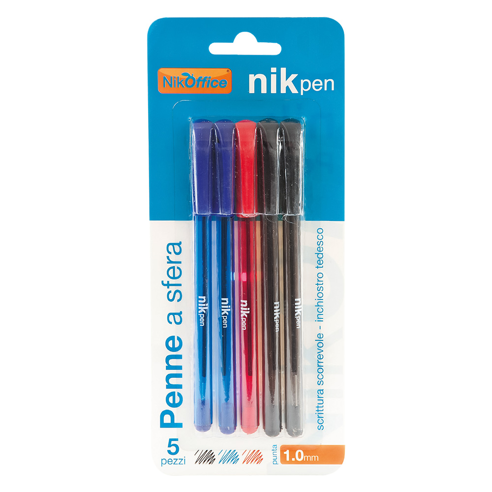 Penna a sfera c/tappo – 5 pezzi Senza marca