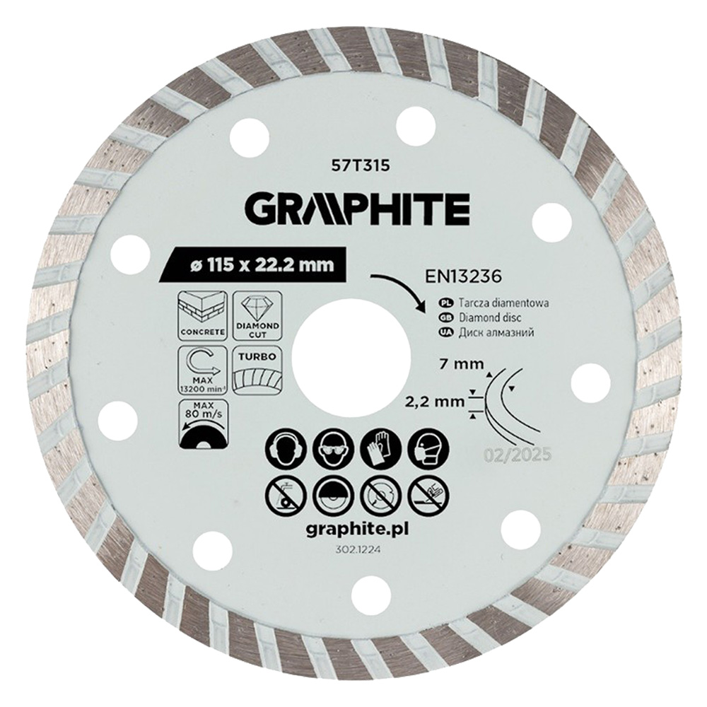 Disco diamantato ø 115 mm – foro 22,2 mm Graphite